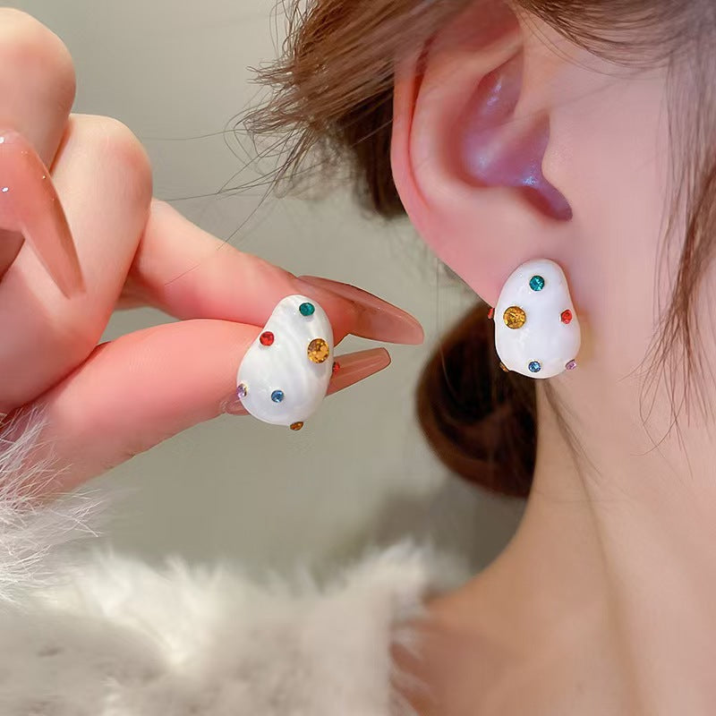Cute white dripping girl earrings