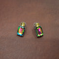 Colorful Handmade Large Square Crystal Austrian Stud Earrings